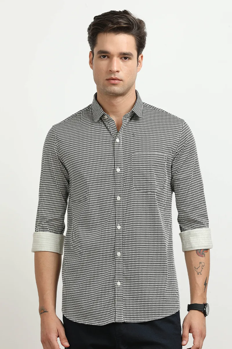 Men's Cotton Slim Fit Printed Shirt  CLMSH049BLAXL
