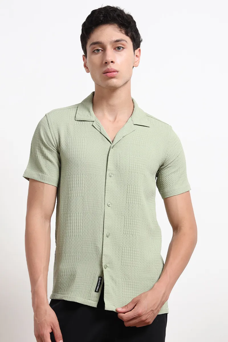 Men's Poly Blend Regular Fit Textured Shirt CLMSH053GREXXL