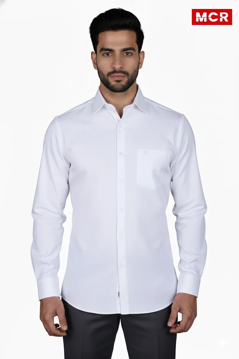 Men's Solid Cotton Full Sleeve Shirt CLMSH054WHI40 MCR