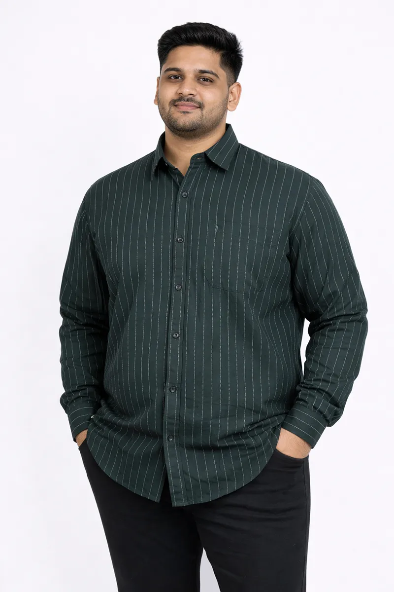 Men's Cotton Striped Plus Size Shirt CLMSH056DAR4XL
