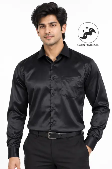 Men's Satin Regular Fit Solid Shirt
