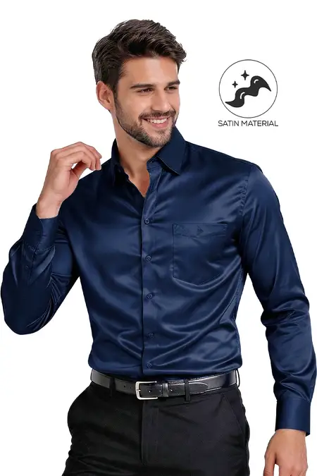 Men's Satin Regular Fit Solid Shirt