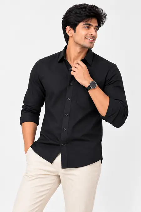 Men's Solid Oxford Twill Cotton Shirt