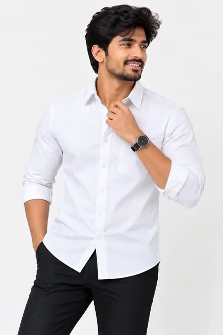 Men's Solid Oxford Twill Cotton Shirt