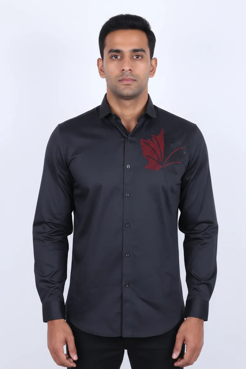 Men's Satin Self Designed Shirt CLMST013GRE42