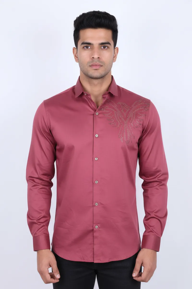 Men's Satin Self Designed Shirt CLMST015PIN42