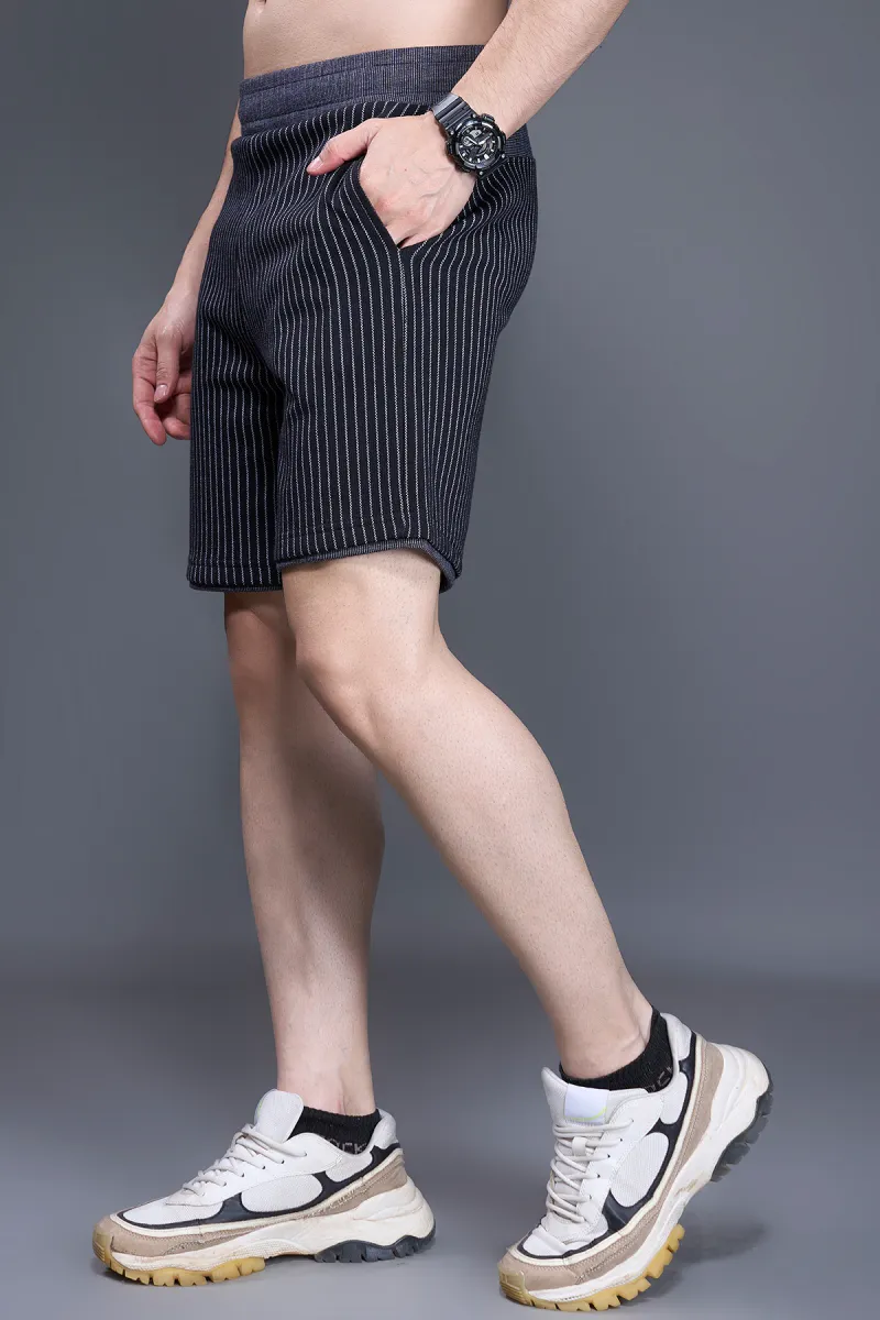 Men's Cotton Striped Shorts CLMST01BLAL