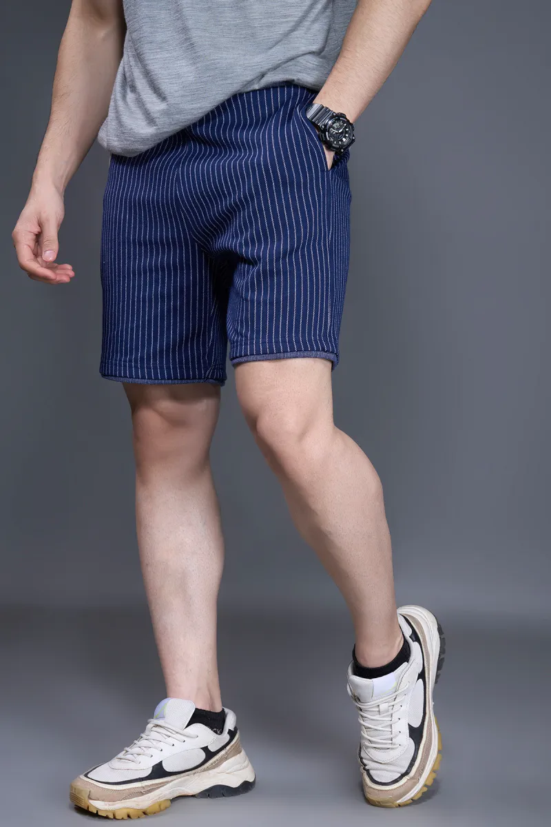 Men's Cotton Striped Shorts  CLMST01NAVM