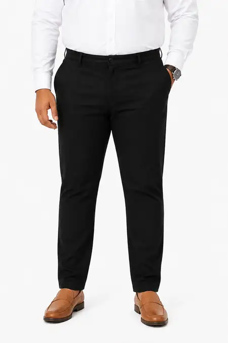 Men's Cotton Blend Solid Plus Size Trousers CLMT15BLA42