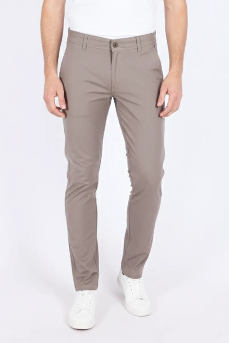 Men's Cotton Blend Regular Fit Striped Trousers