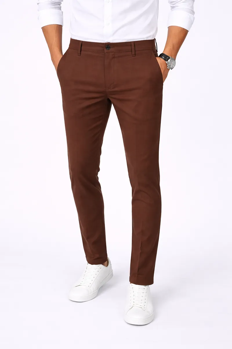 Men's Cotton Blend Regular Fit Solid Trousers