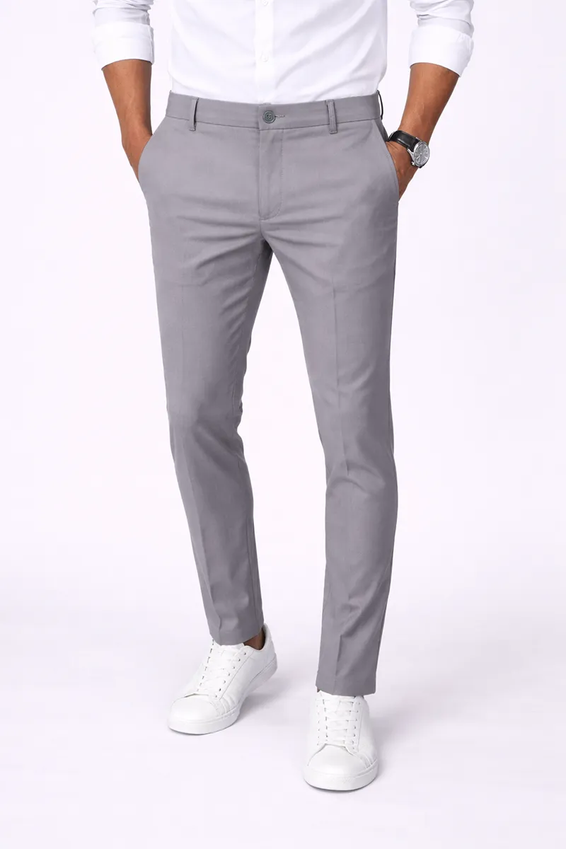 Men's Cotton Blend Regular Fit Solid Trousers