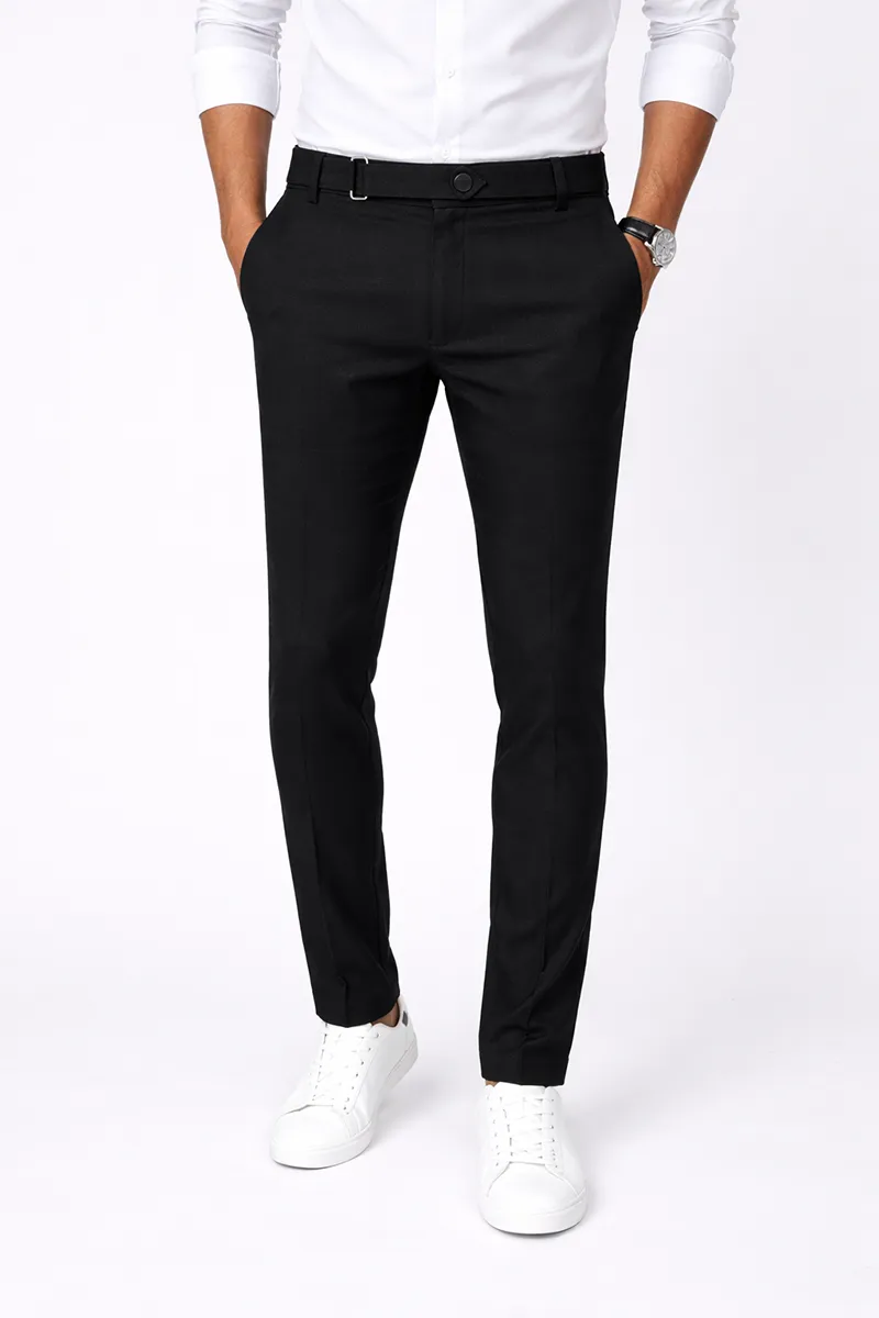 Men's Cotton Blend Solid Formal Trousers