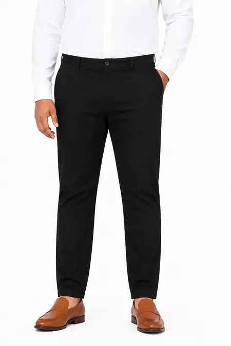Men's Cotton Blend Regular Fit Soild Plus Size Trousers