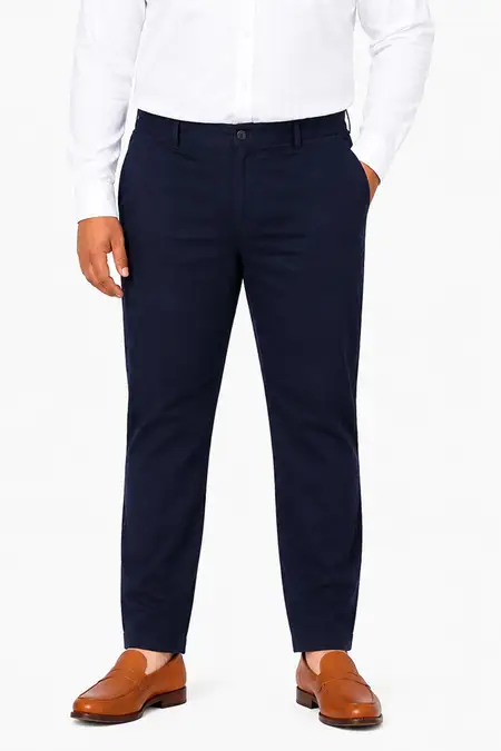 Men's Cotton Blend Regular Fit Soild Plus Size Trousers