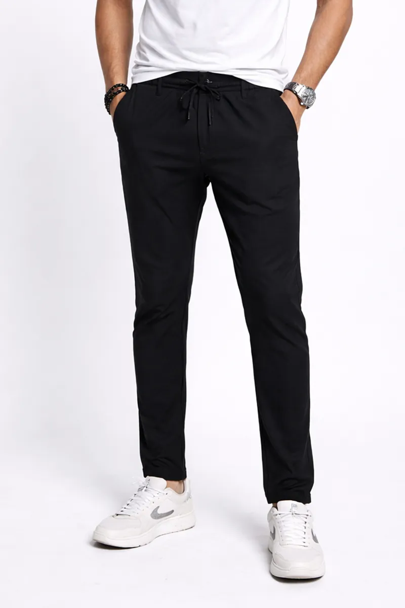 Men's Cotton Blend Regular Fit Solid Trousers CLMT24BLA32