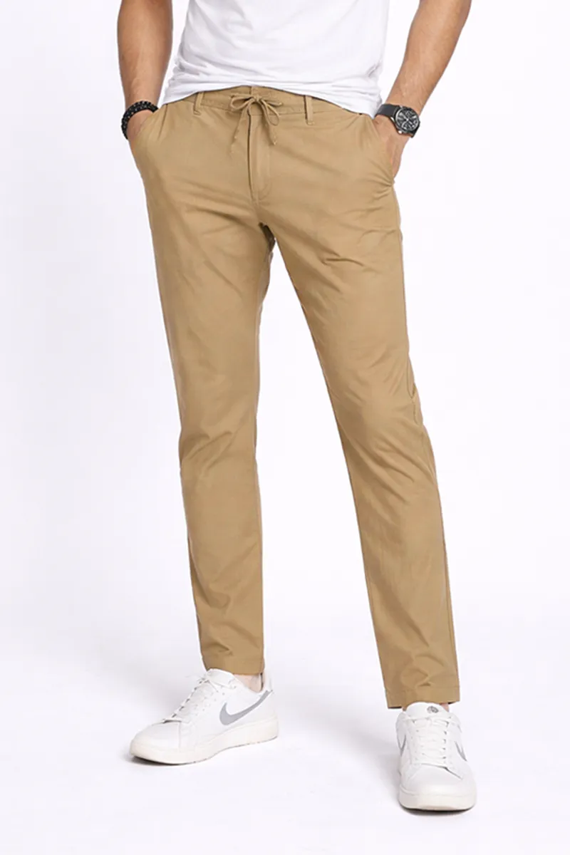 Men's Cotton Blend Regular Fit Solid Trousers CLMT24KHA34