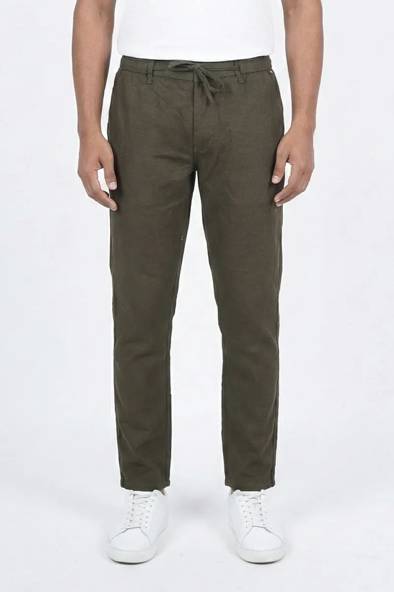 Men's Cotton Blend Regular Fit Solid Trousers CLMT24OLI38