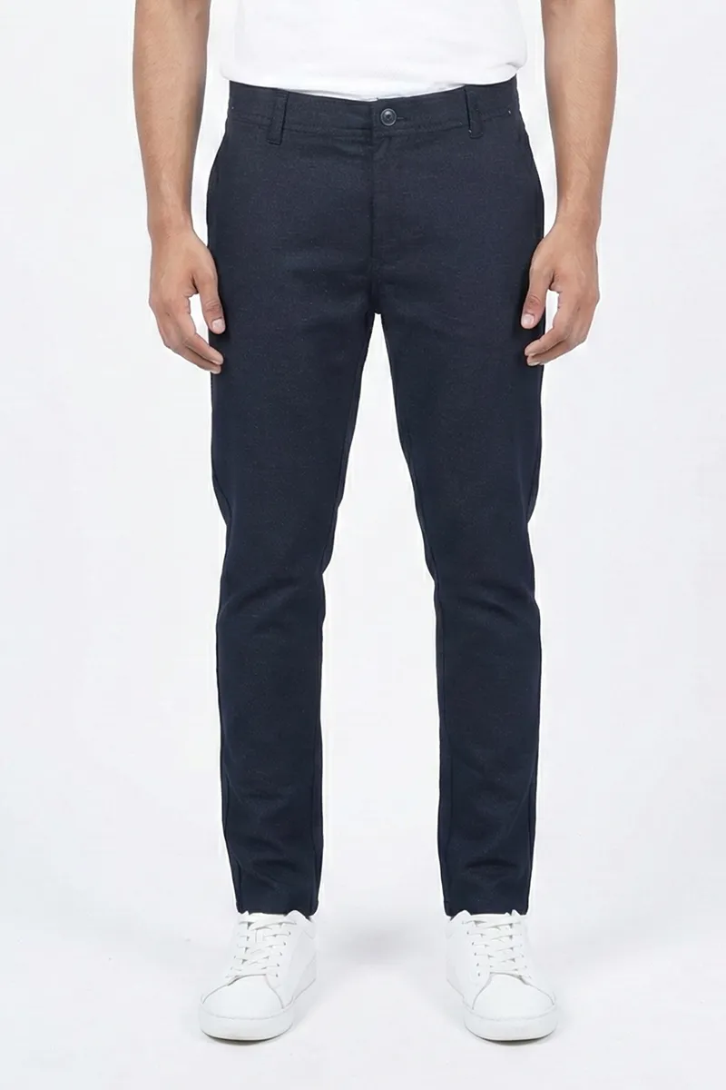 Men's Cotton Blend Regular Fit Solid Trousers CLMT25NAV36