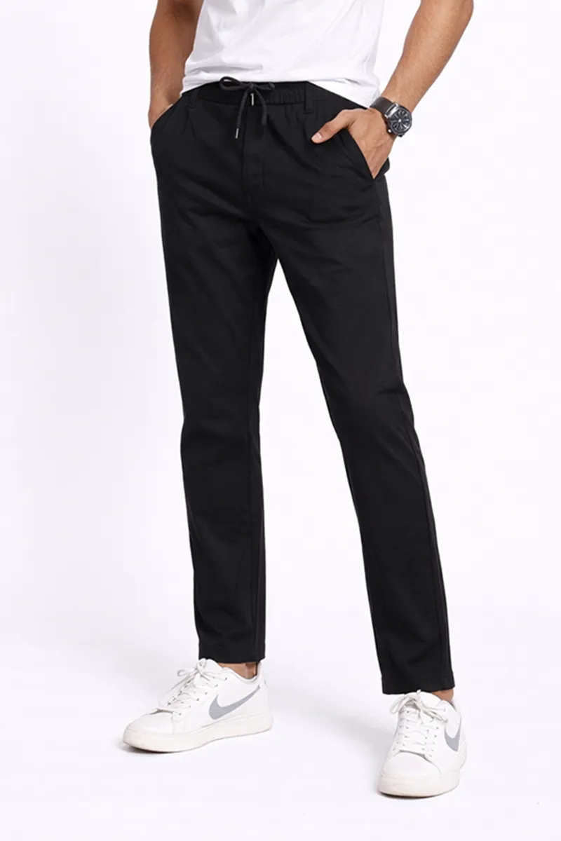 Men's Cotton Blend Regular Fit Solid Trousers CLMT26BLA38
