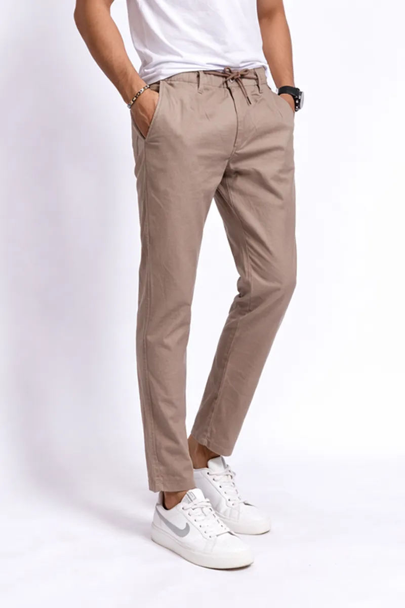 Men's Cotton Blend Regular Fit Solid Trousers