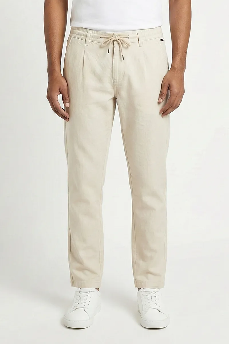 Men's Cotton Blend Regular Fit Solid Trousers CLMT26CRE38