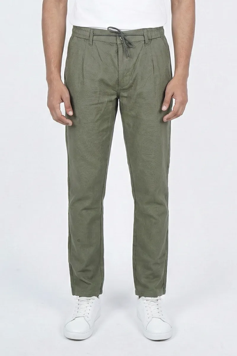 Men's Cotton Blend Regular Fit Solid Trousers CLMT26GRE38