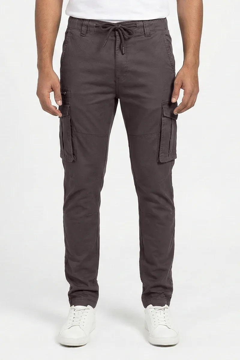 Cotton Blend Regular Fit Cargo Trousers for Men CLMTR01BRO34