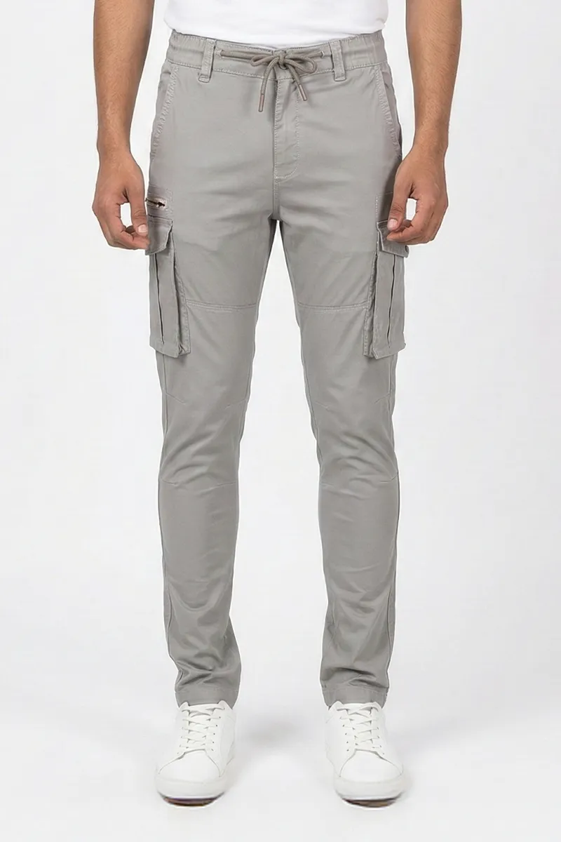 Cotton Blend Regular Fit Cargo Trousers for Men CLMTR01LIG30