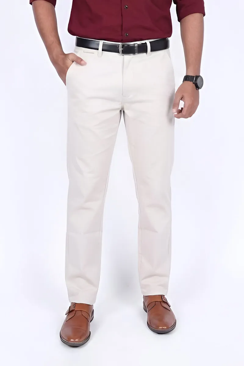 Cotton Blend Slim Fit Trousers for Men CLMTR03BEI32 Venfield