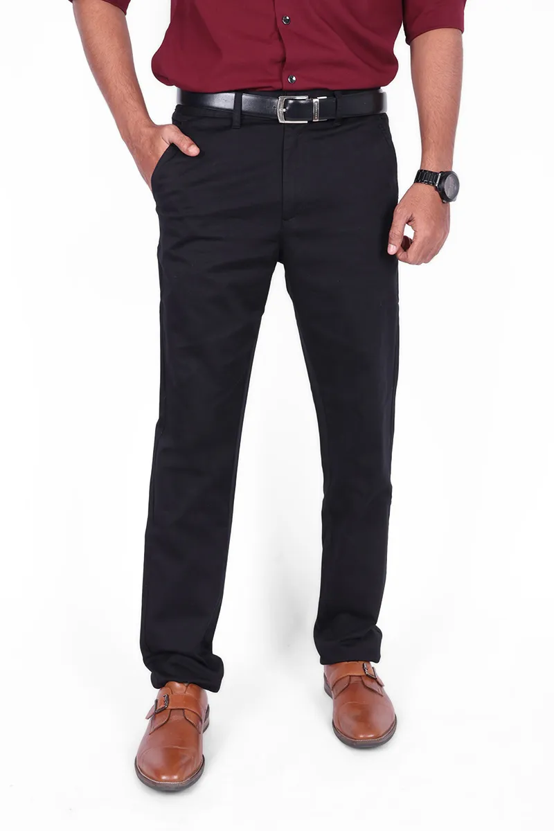 Cotton Blend Slim Fit Trousers for Men CLMTR03BLA36 Venfield