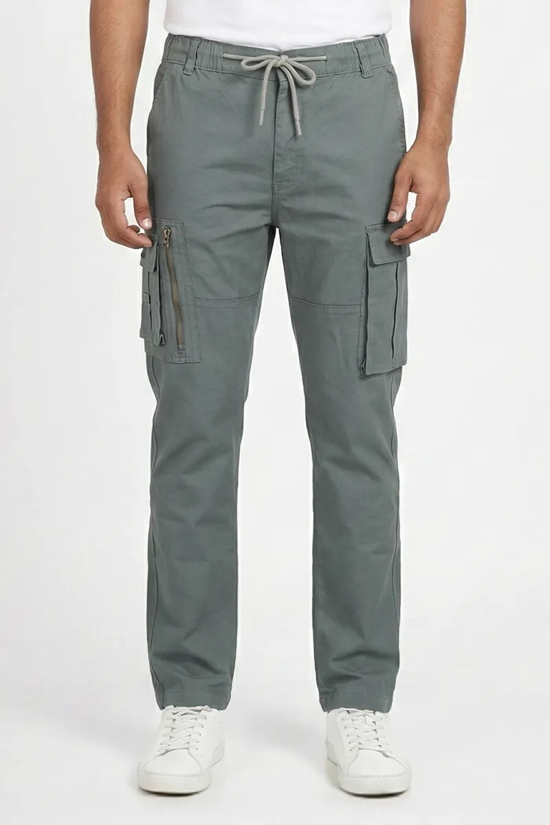 Cotton Blend Regular Fit Cargo Trousers for Men CLMTR04LIG32