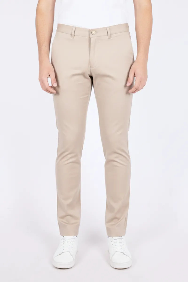 Cotton Blend Regular Fit Trousers for Men CLMTR06BEI36