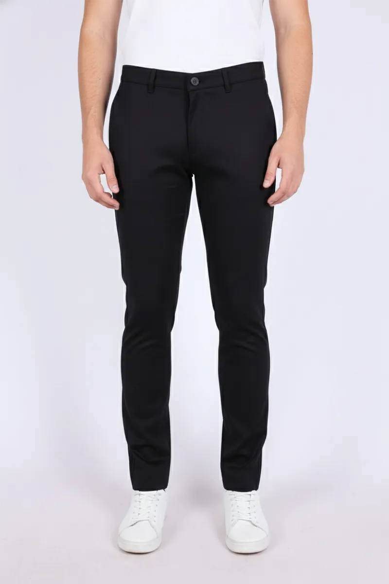 Cotton Blend Regular Fit Trousers for Men CLMTR06BLA36