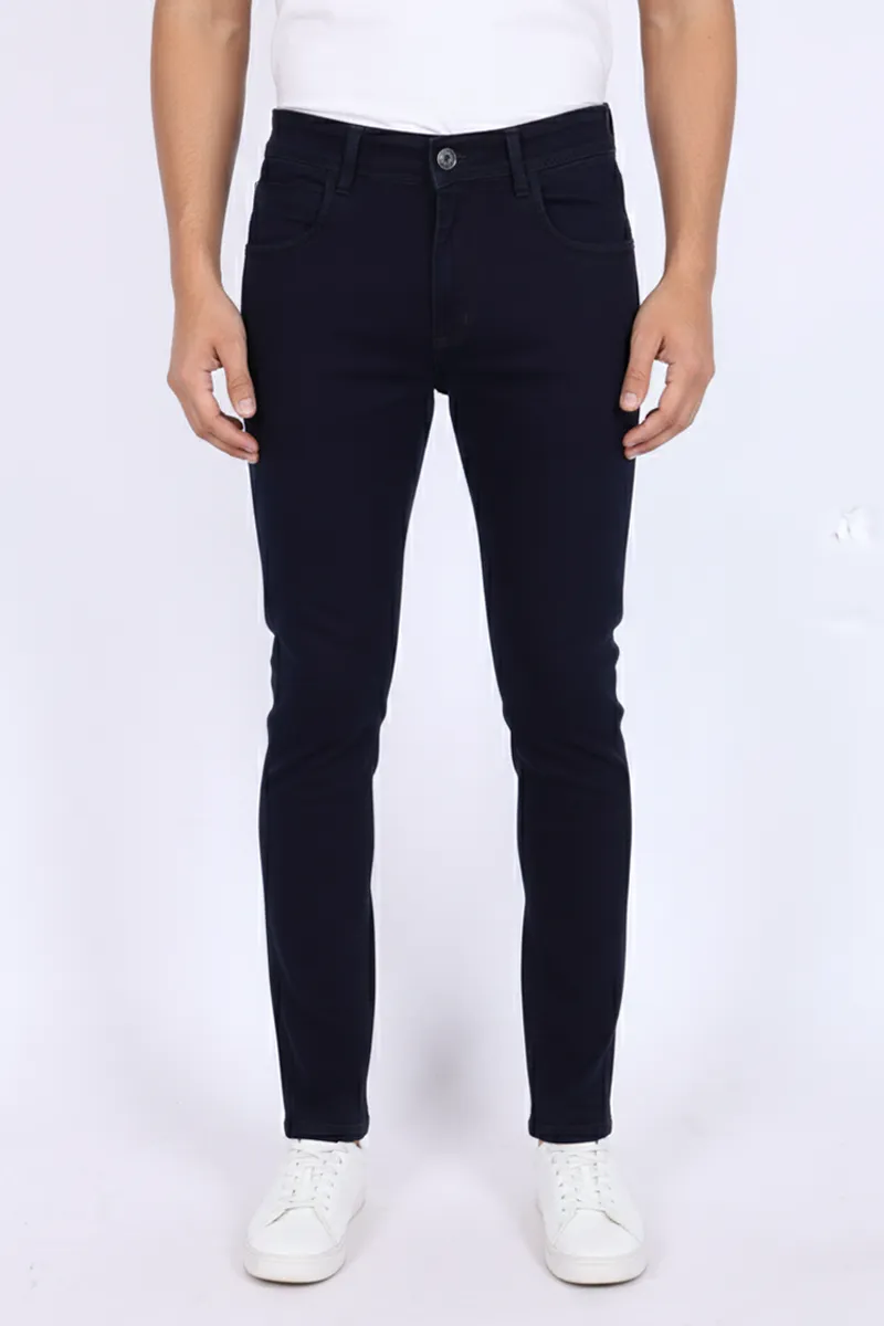 Men Cotton Blend Slim Tapered Fit Jeans CLMTR13NAV34
