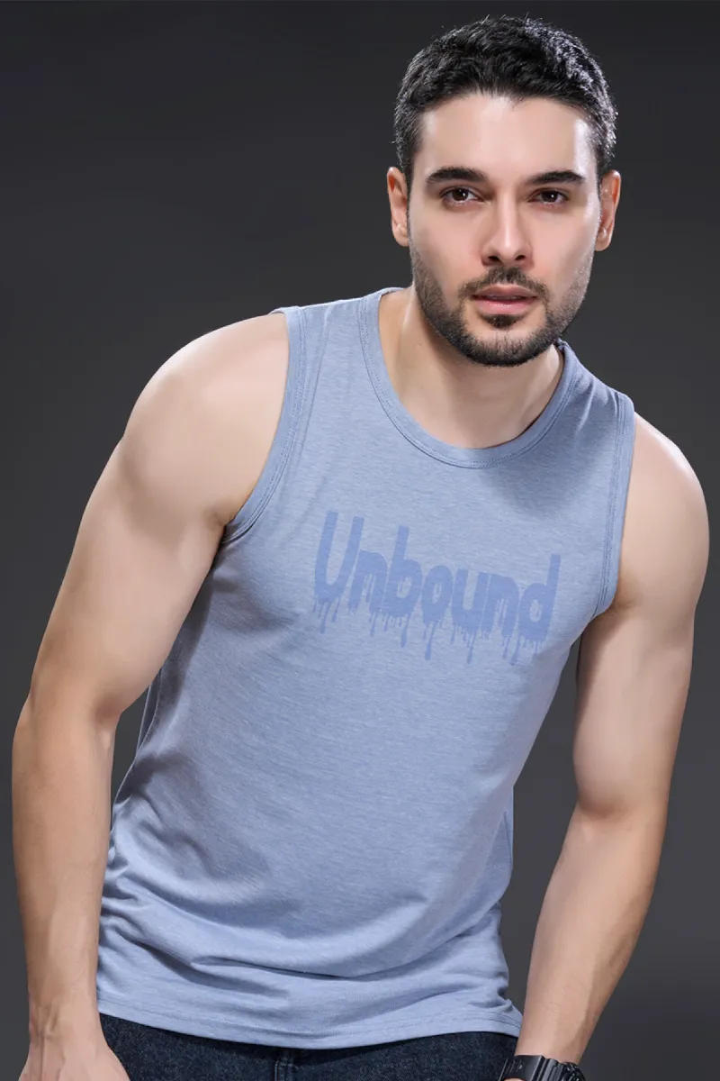 Men's Printed Cotton Lycra Tank Top CLMTS03BLU42