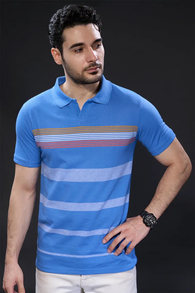 Men's Polos With Color Block Pattern CLMTS06BLU44