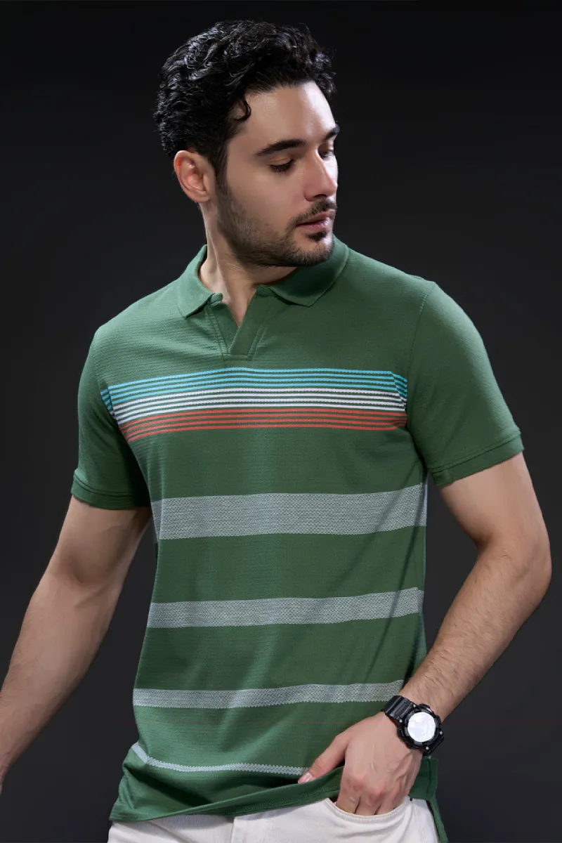 Men's Polos With Color Block Pattern CLMTS06GRE40
