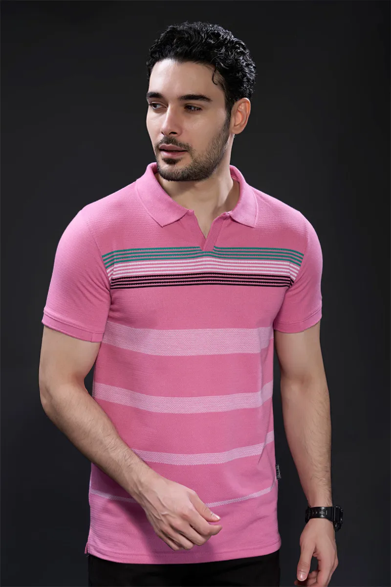 Men's Polos With Color Block Pattern CLMTS06PIN42
