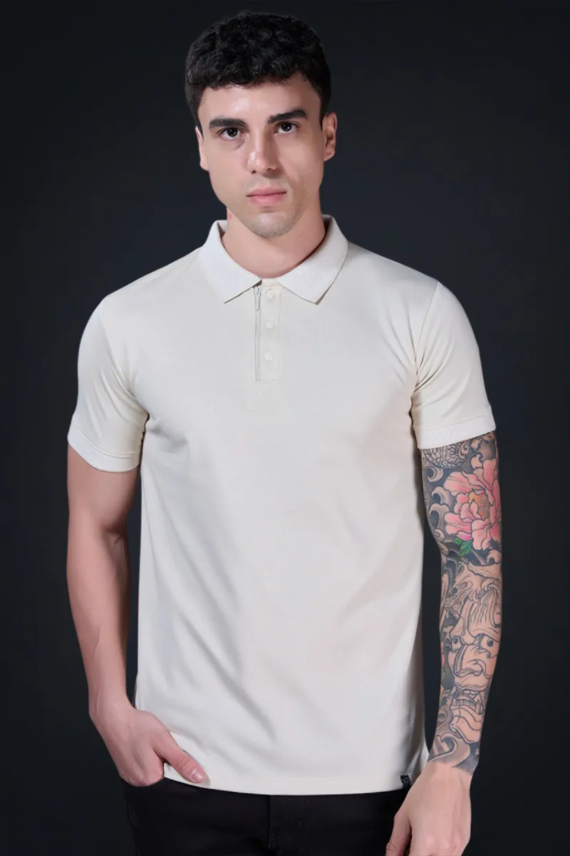 Men's Cotton Self Design Casual T-shirtCLMTS08CRE42 Baeficker