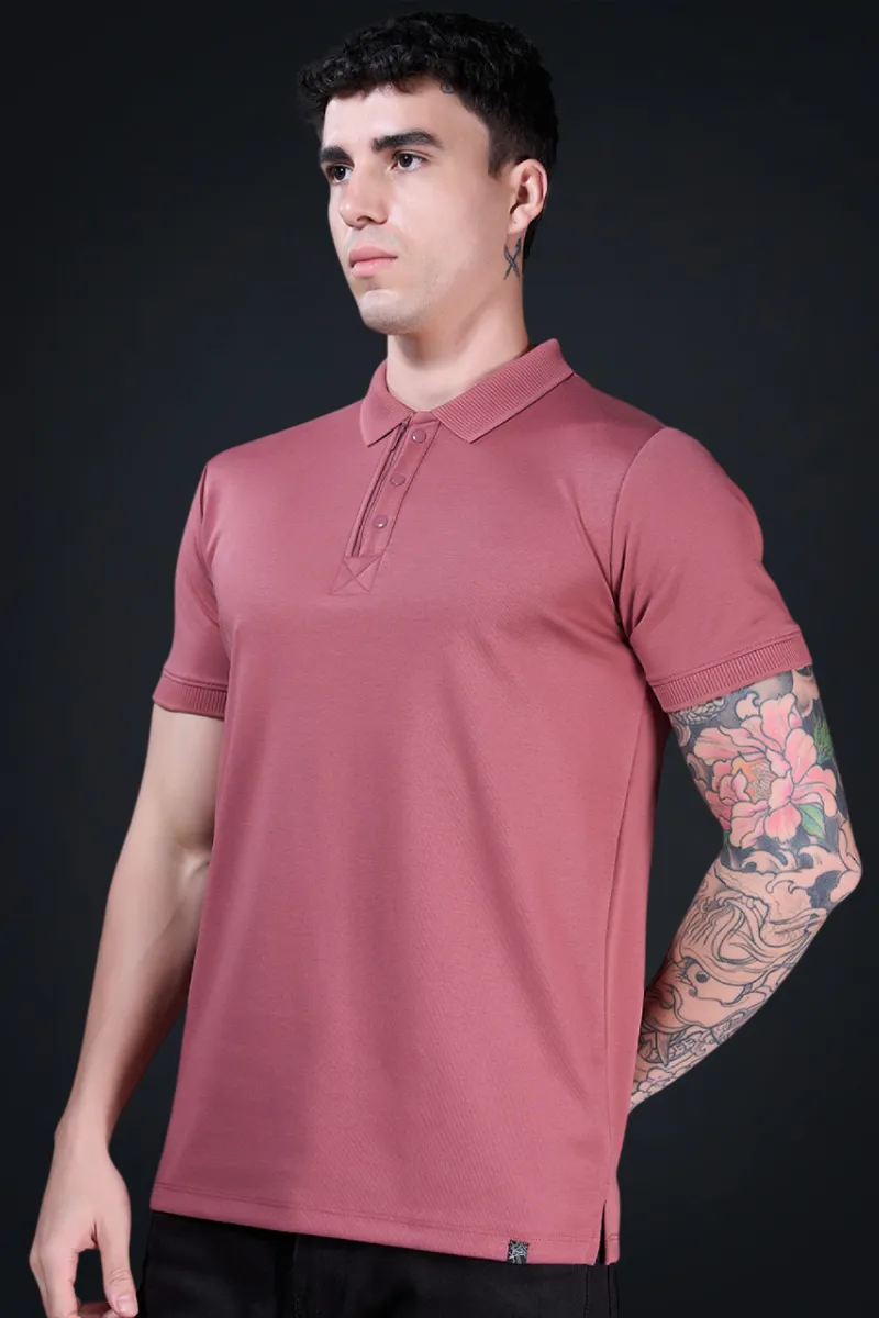 Men's Cotton Self Design Casual T-shirtCLMTS08DUS42 Baeficker