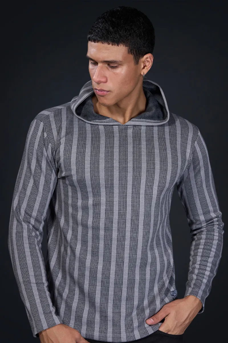 Men's Cotton Self Design Hooded Neck T-Shirt
