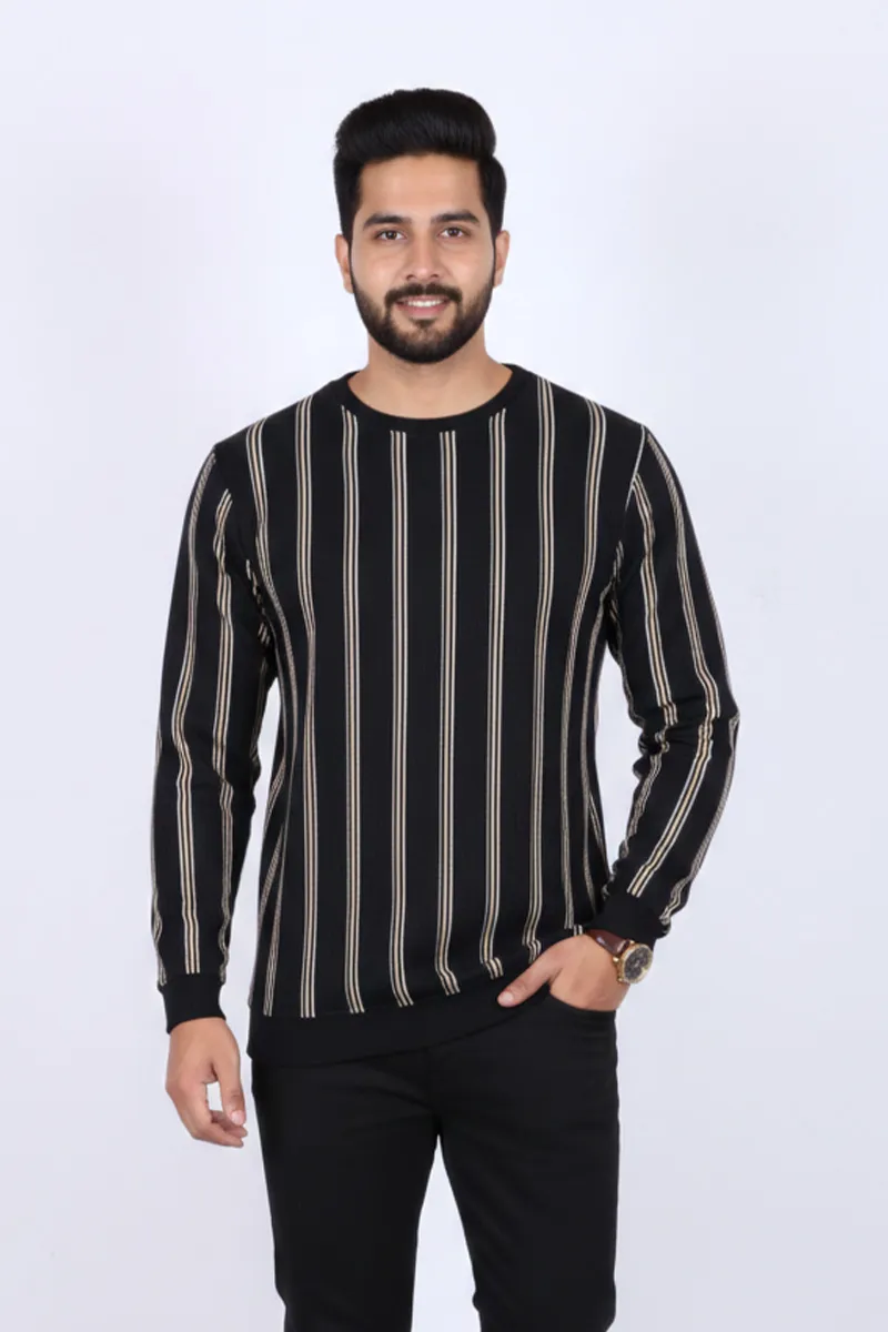 Men's Cotton Blend Round Neck Casual Sweatshirts CLMTS14BLA42