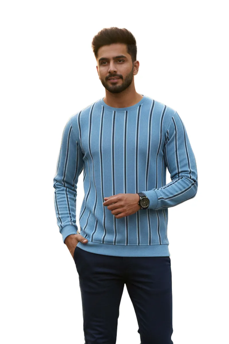 Men's Cotton Blend Round Neck Casual Sweatshirts CLMTS14BLU42