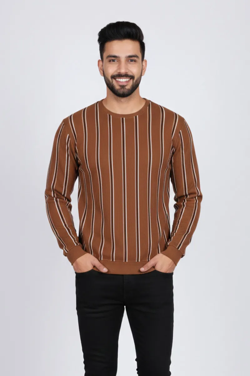Men's Cotton Blend Round Neck Casual Sweatshirts CLMTS14BRO42