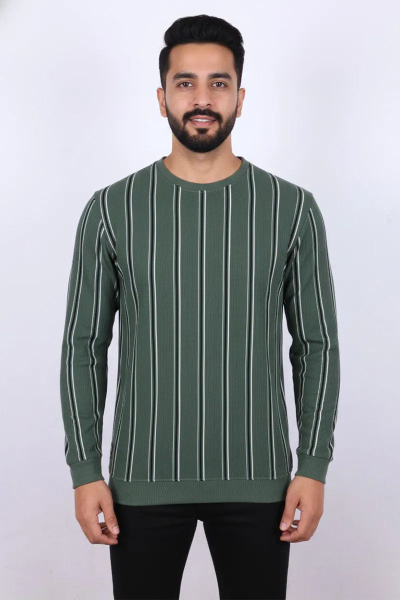 Men's Cotton Blend Round Neck Casual Sweatshirts CLMTS14GREE42
