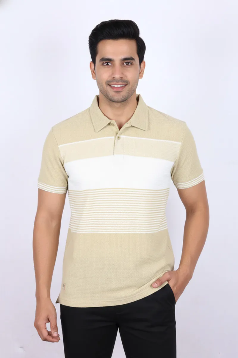 Men's Cotton Blend Polo Neck Casual T-shirt CLMTS21OLI40