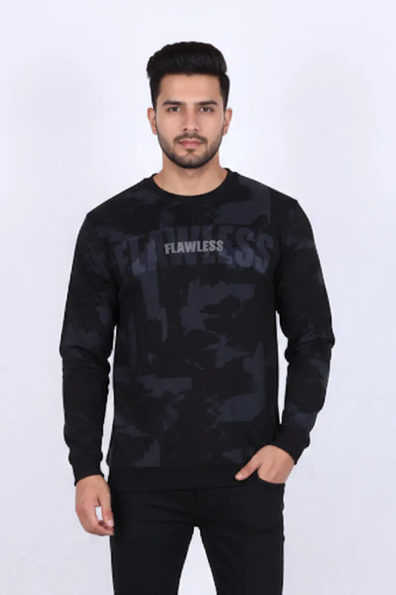 Men's Cotton Blend Self Design Casual T-shirt