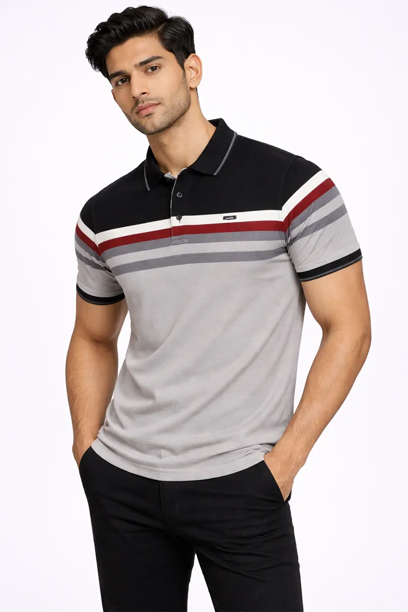 Men's Cotton Polo Neck Casual T-shirt CLMTS30BLA40