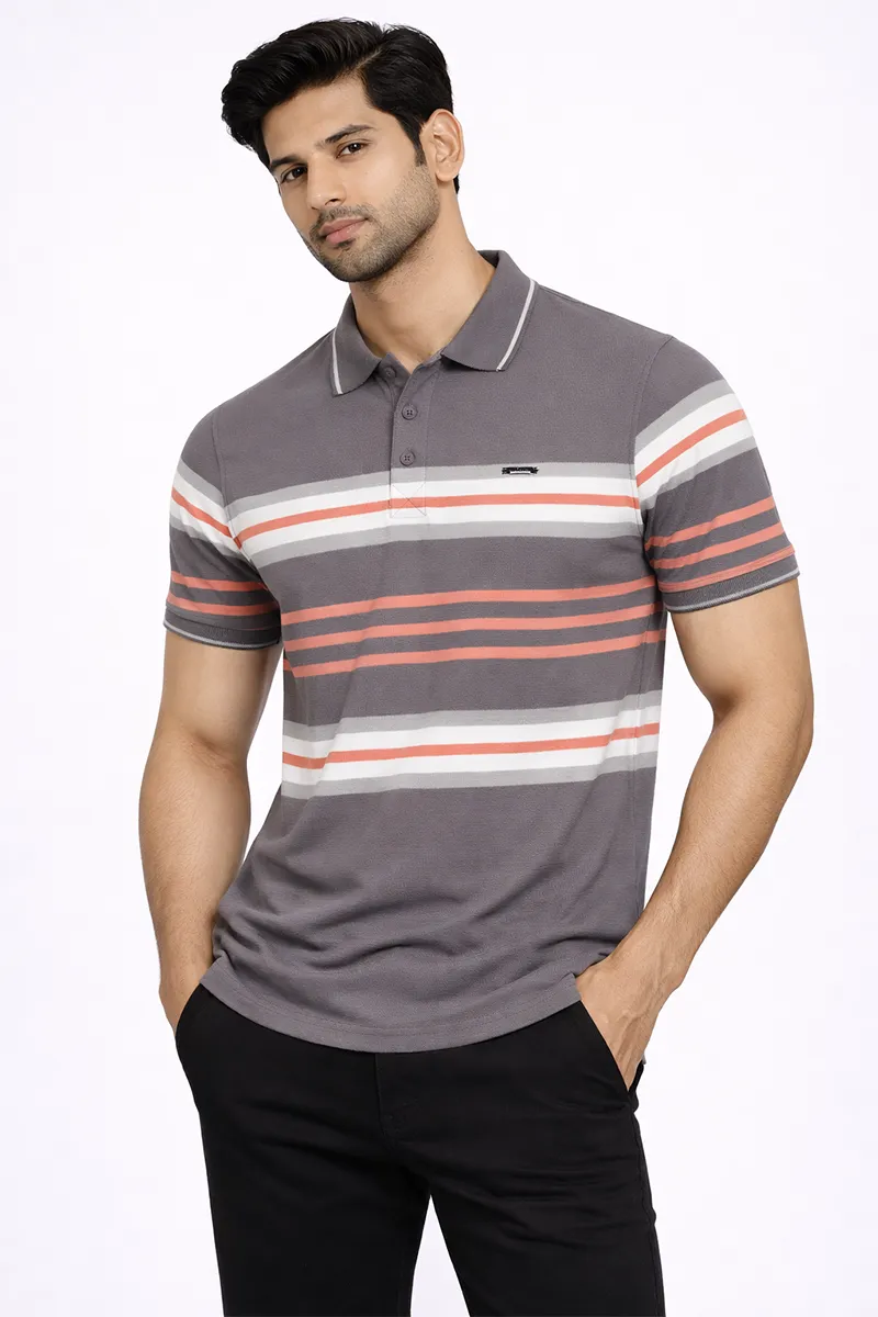 Men's Cotton Polo Neck Casual T-shirt CLMTS31GRE38